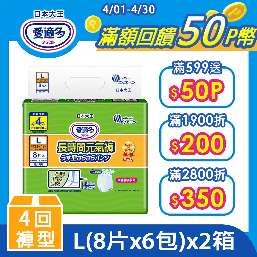 【大王ATTENTO】愛適多長時間元氣褲 4回吸收 (M/L) 2包/組 歷史價格詳細信息