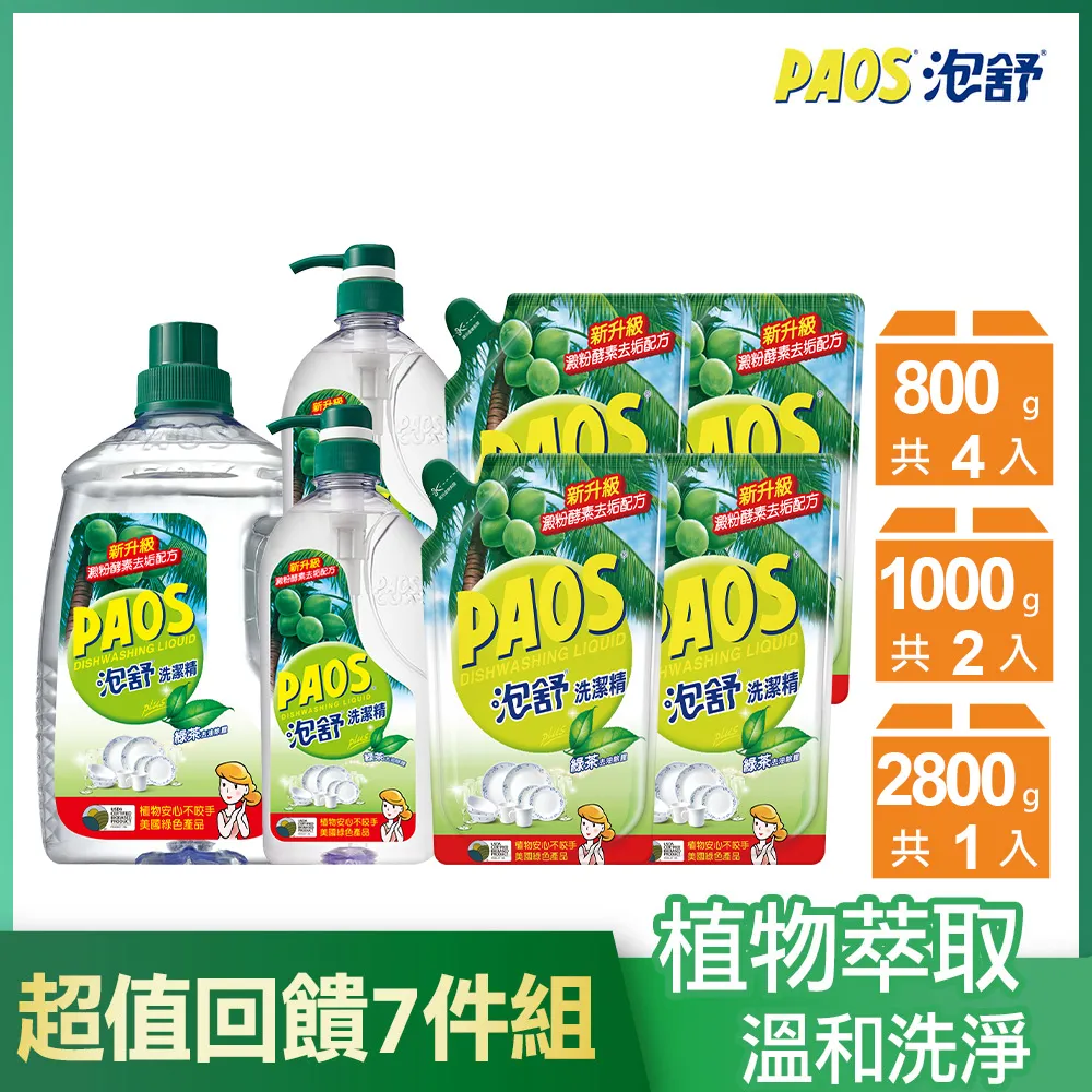 【泡舒】洗潔精1000gx2+補充包800gX4(綠茶/檸檬/小蘇打 洗碗精任選) 歷史價格詳細信息