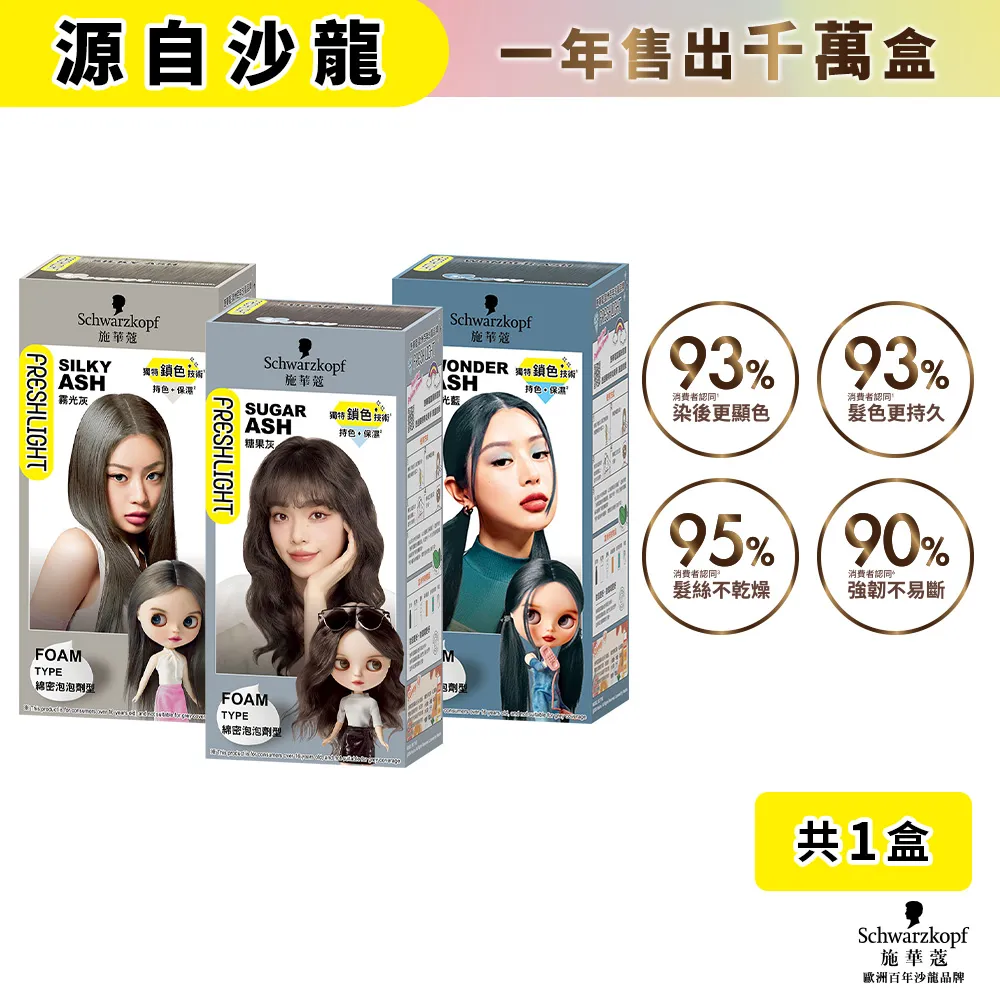 施華蔻FRESHLIGHT染髮霜(膏狀40g、液狀80ml、護髮包15g)/高冷酷黑 (乳狀50g+液狀50ml+護髮包15g) 歷史價格詳細信息