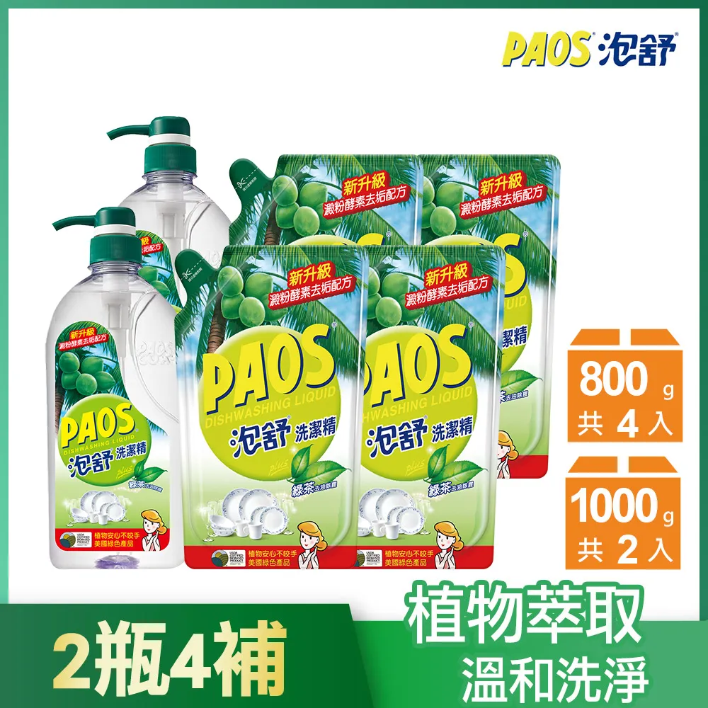 【泡舒】洗潔精1000gx2+補充包800gX4(綠茶/檸檬/小蘇打 洗碗精任選) 歷史價格詳細信息