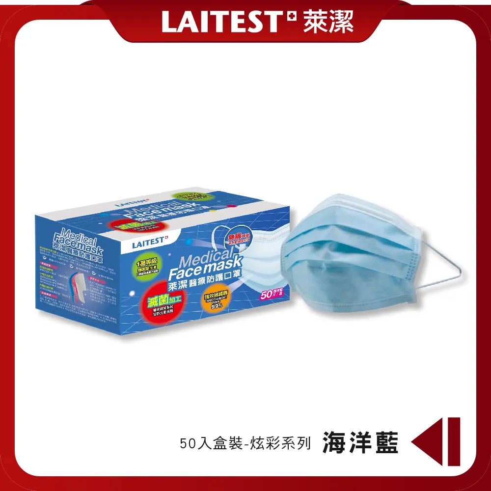 【LAITEST 萊潔】醫療防護口罩/成人 海洋藍＋玫瑰粉 100入盒裝(量販組合) 歷史價格詳細信息