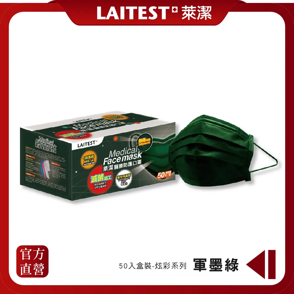 【LAITEST 萊潔】醫療防護口罩/成人 軍綠迷彩 50入盒裝(迷彩系列) 歷史價格詳細信息