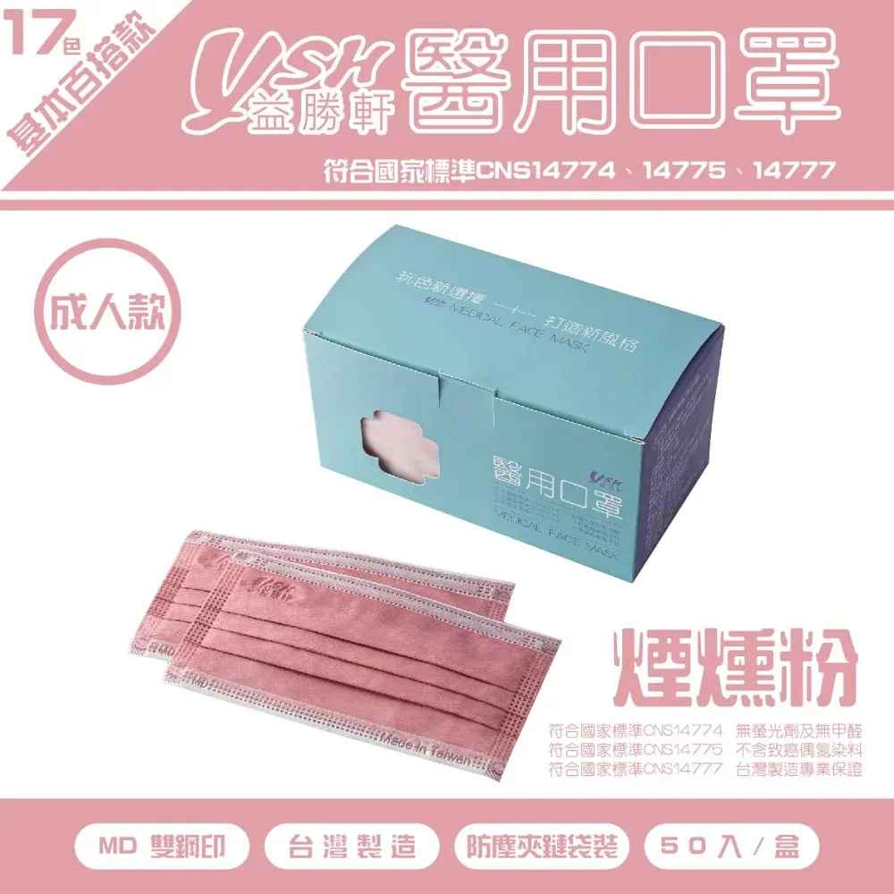 益勝軒 YSH 成人醫療口罩-牡丹紅(50入) 歷史價格詳細信息