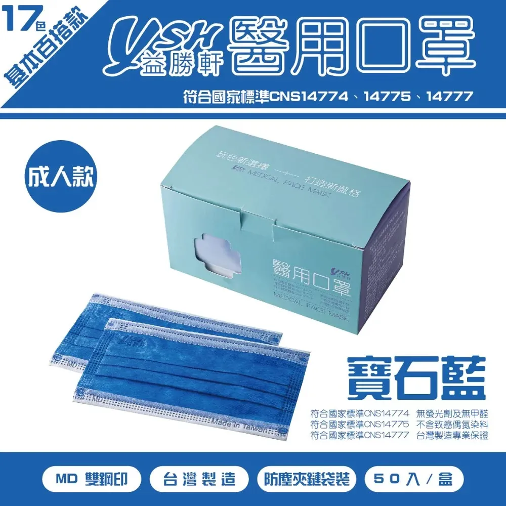 益勝軒 YSH 成人醫療口罩-牡丹紅(50入) 歷史價格詳細信息