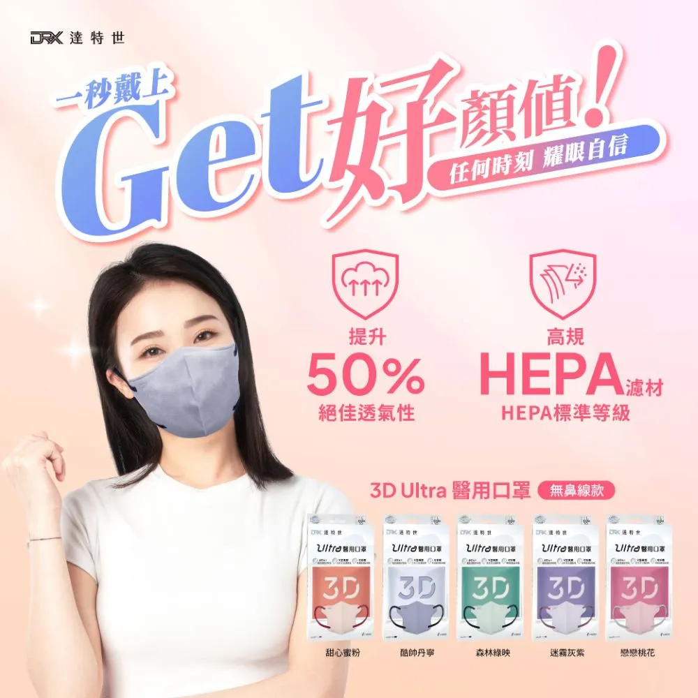 【DRX達特世】醫用3D彈力口罩-繽紛系列-兒童/幼幼50入(任選顏色) 歷史價格詳細信息