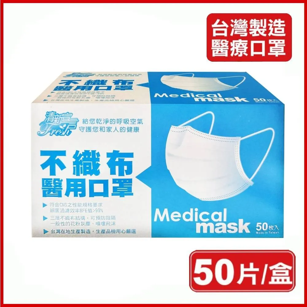 【清新宣言】 不織布醫用口罩(成人款/50入/盒)(台灣易廷生產)藍色款 歷史價格詳細信息