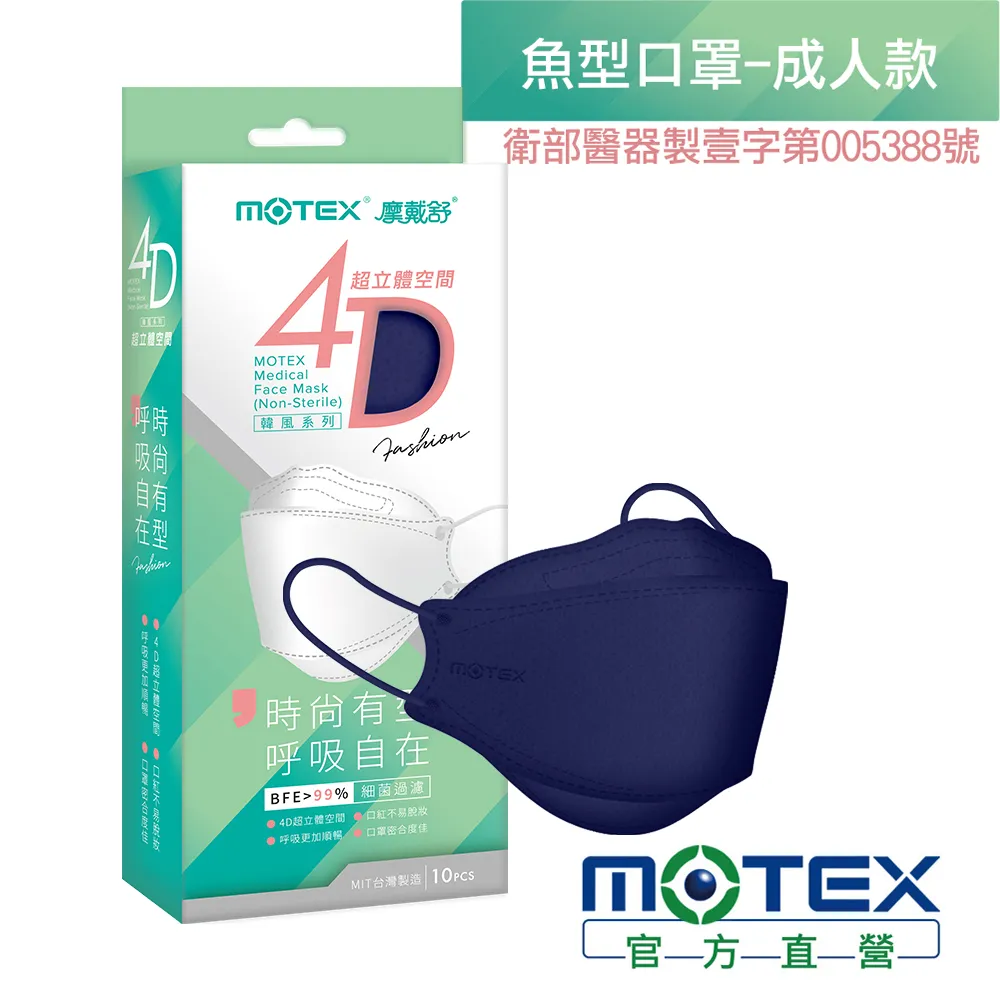【MOTEX 摩戴舒】4D超立體空間魚型醫用口罩_櫻花粉(10片/盒) 歷史價格詳細信息