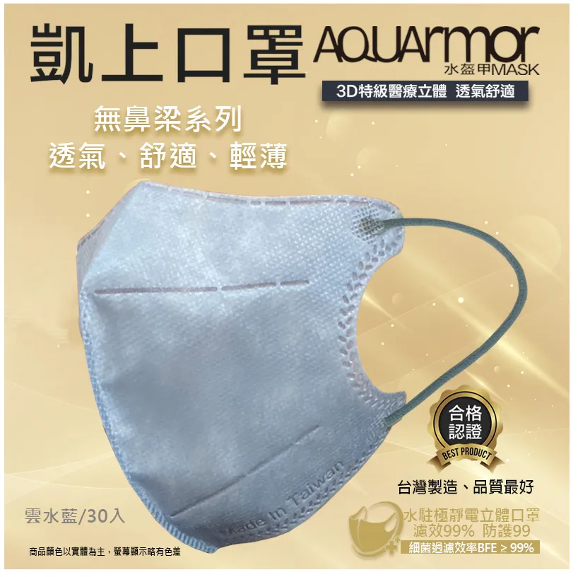 【凱上口罩】無鼻樑醫療3D立體口罩(未滅菌)30入/盒(奶油薄荷) 歷史價格詳細信息