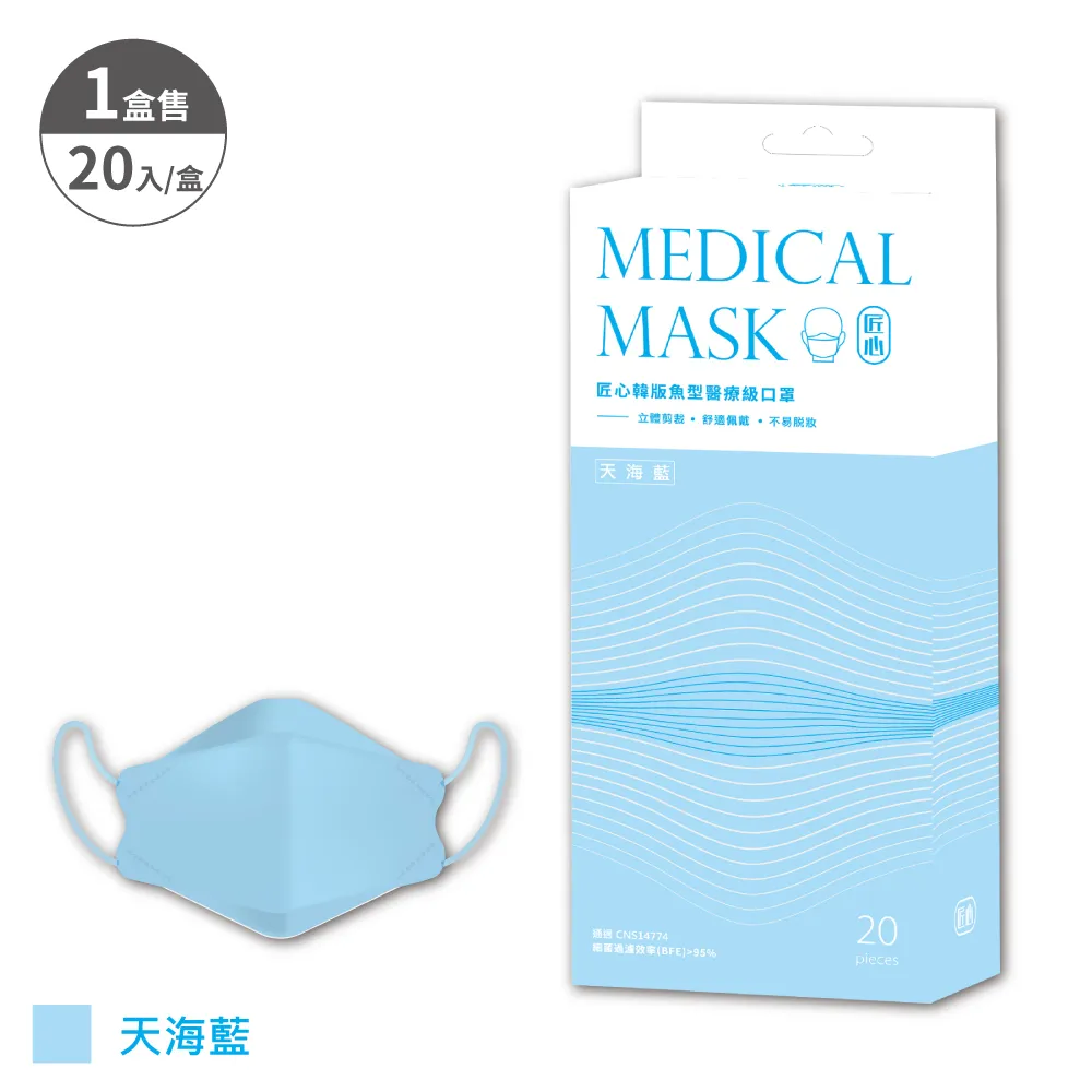 匠心 韓版成人魚型醫療口罩-晴光黃 (20入x2盒) 共40入 歷史價格詳細信息