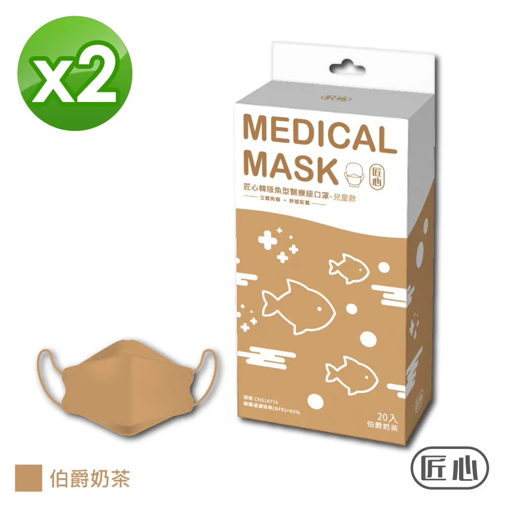 【匠心】韓版兒童魚型醫療口罩 (宇治抹茶) 20入/盒 歷史價格詳細信息