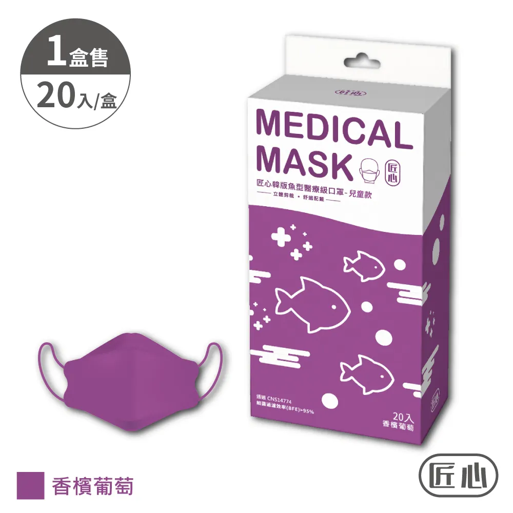 【匠心】韓版兒童魚型醫療口罩 (宇治抹茶) 20入/盒 歷史價格詳細信息