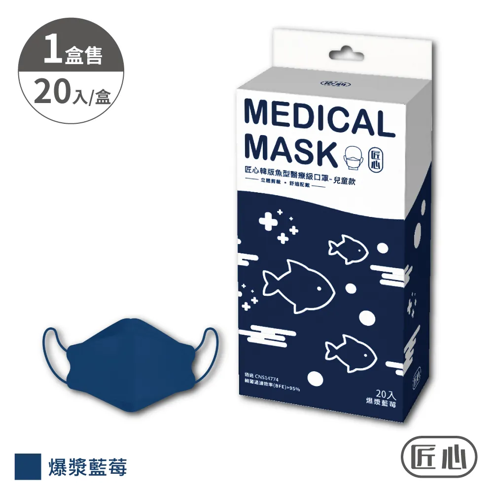 【匠心】韓版兒童魚型醫療口罩 (宇治抹茶) 20入/盒 歷史價格詳細信息