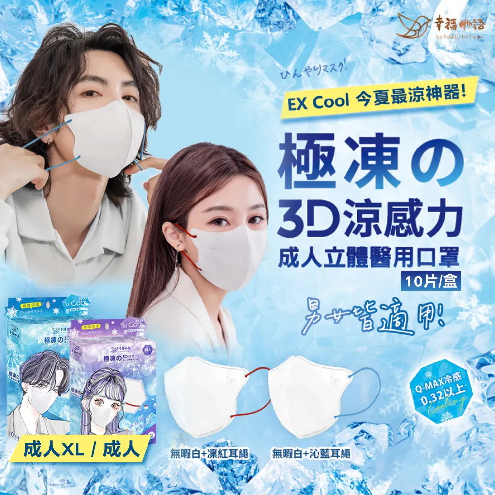 【幸福物語】XL成人3D醫用口罩-白＋藍耳繩（10入/盒） 歷史價格詳細信息