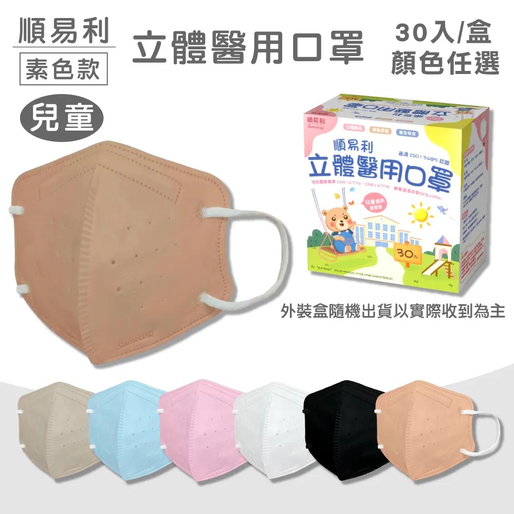 順易利-兒童3D立體醫用口罩-紫色(一盒30入) 歷史價格詳細信息