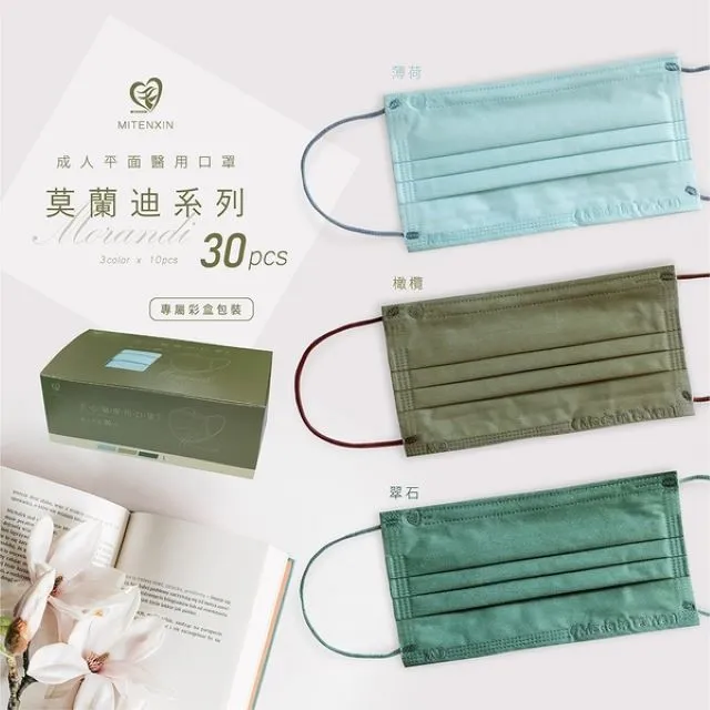 【天心】莫蘭迪III系列-成人平面醫療用口罩(莫蘭迪滿版 3款各10片共30片/盒) 歷史價格詳細信息