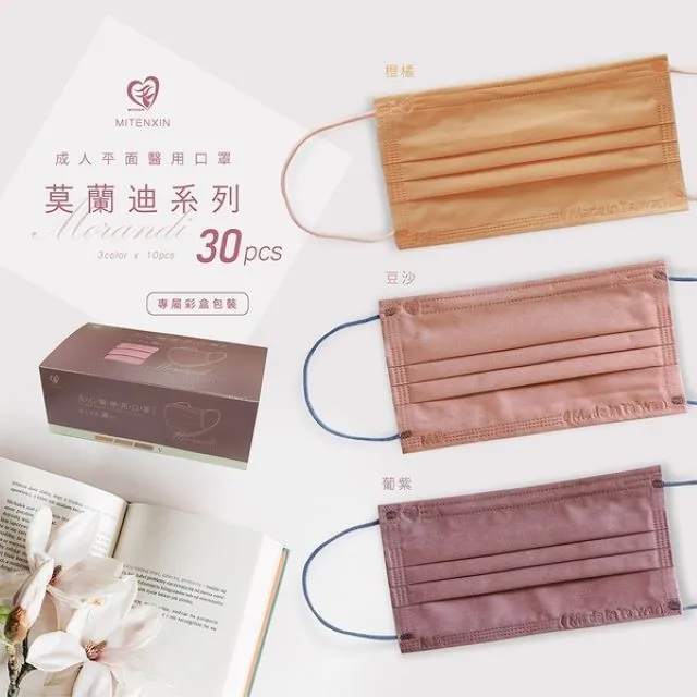 【天心】莫蘭迪III系列-成人平面醫療用口罩(莫蘭迪滿版 3款各10片共30片/盒) 歷史價格詳細信息
