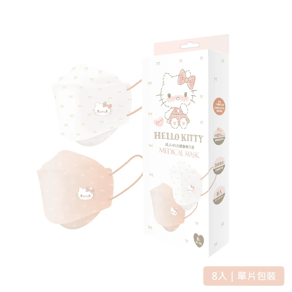 【台歐x三麗鷗】 Hello Kitty 成人3D立體口罩 "典雅款" 10入/盒 (單盒雙設計)艾爾絲代工 歷史價格詳細信息