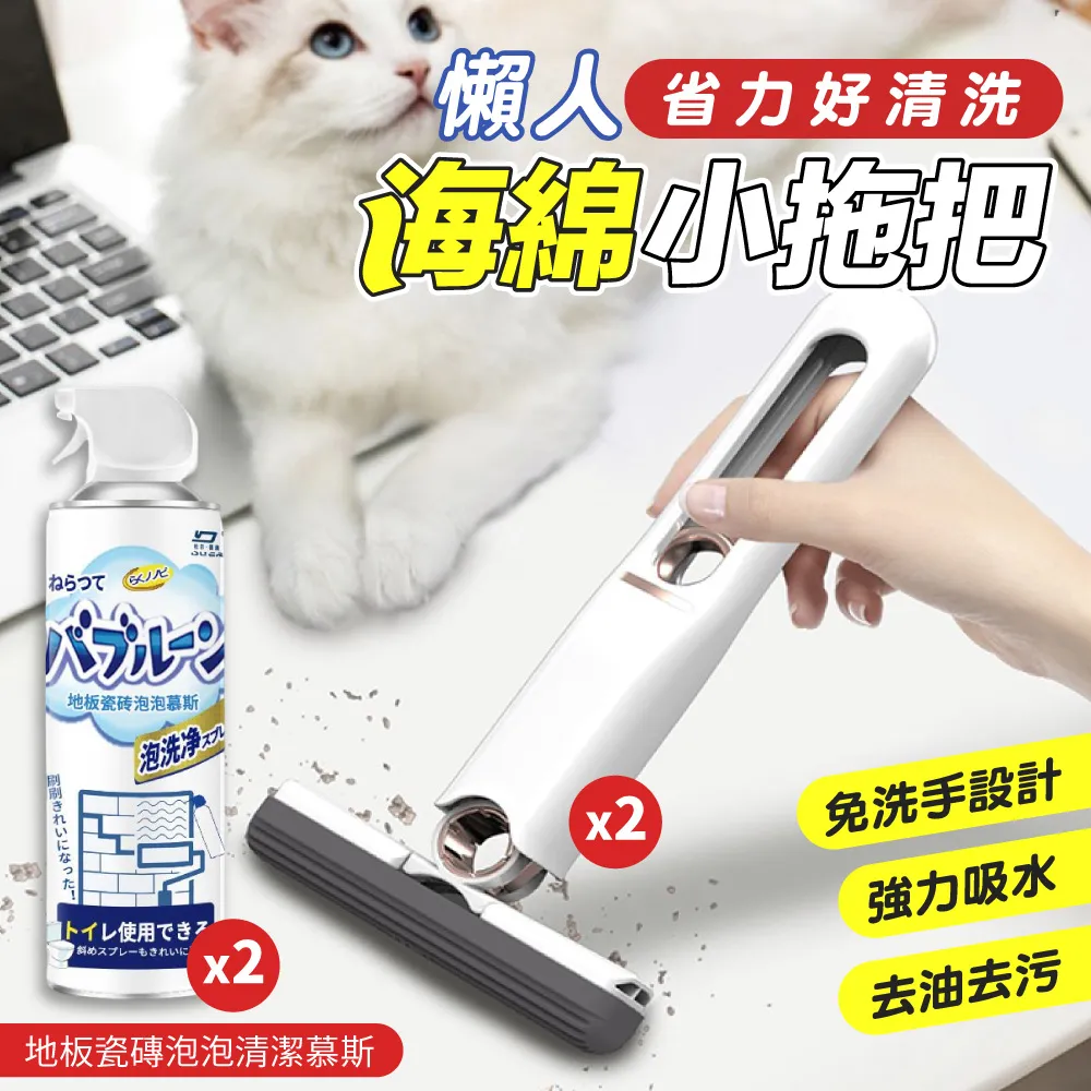 （超值2+2）省力好清洗懶人海綿小拖把x2+地板瓷磚泡泡清潔慕斯450mlx2 價格比較,價格查詢,歷史價格詳細信息