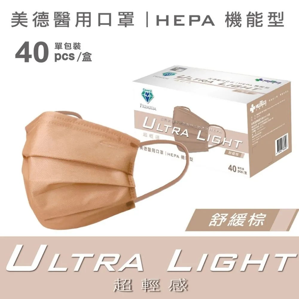 美德醫用口罩 (未滅菌) HEPA 機能型 舒緩棕 40片/盒 歷史價格詳細信息