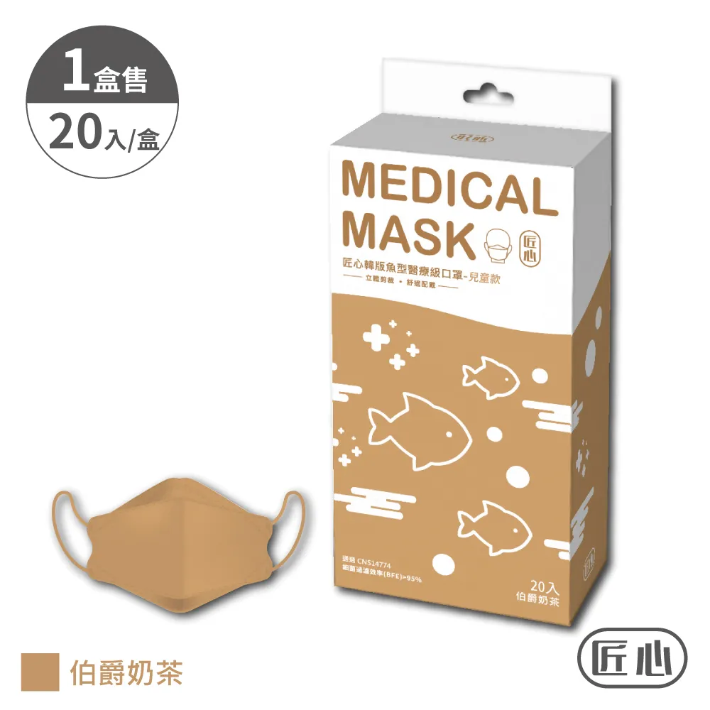 【匠心】韓版兒童魚型醫療口罩 (宇治抹茶) 20入/盒 歷史價格詳細信息