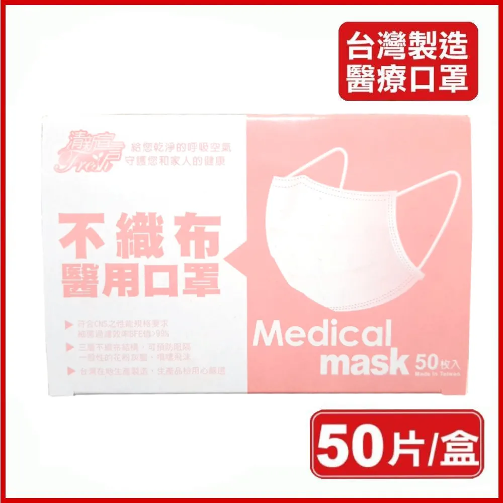 【清新宣言】 不織布醫用口罩(成人款/50入/盒)(台灣易廷生產)藍色款 歷史價格詳細信息