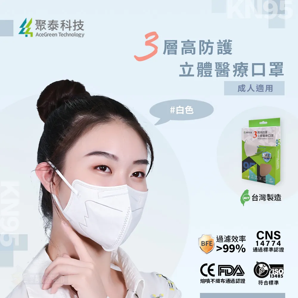 【聚泰科技】KN95型高效防護 3D立體醫療口罩 伯爵奶茶(10入/盒、高品質水駐極熔噴布) 歷史價格詳細信息