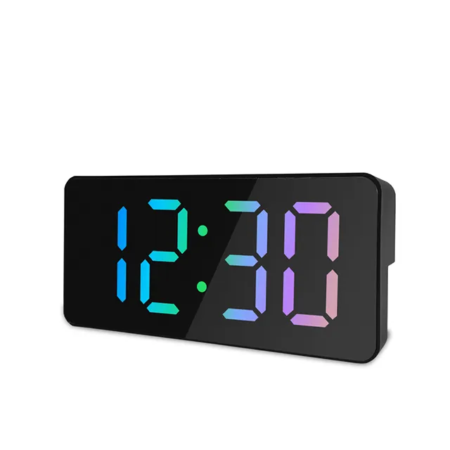 LED鏡面時鐘新款數字鬧鐘個性化創意鏡子鍾化妝鏡溫度計床頭鍾 歷史價格詳細信息