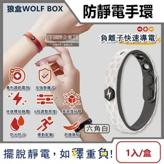 狼盒WOLF BOX-負離子快速導電高密度矽膠防水防汗超強防靜電手環1入/盒-沉 歷史價格詳細信息