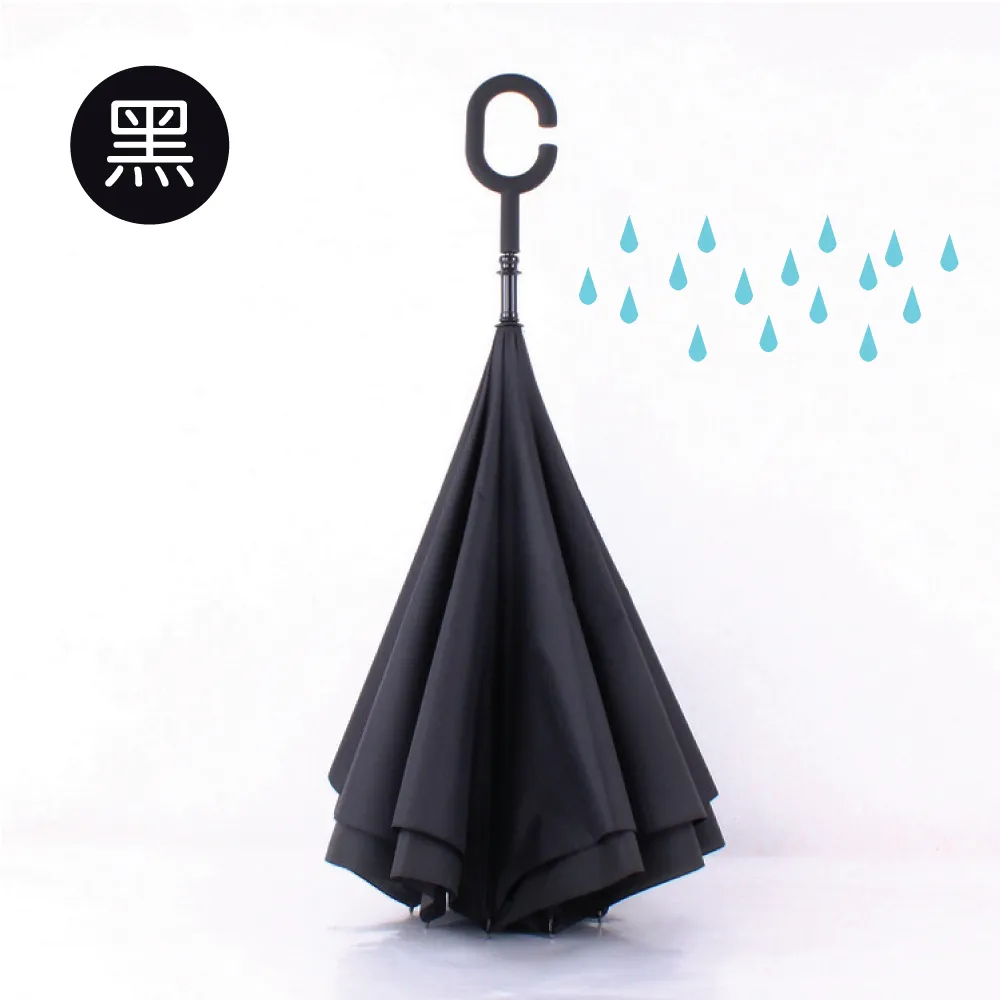 【生活良品】C型免手持雙層雙色8骨抗風1甩即乾防潑水半自動反向長雨傘-紅黑色(汽車駕駛收傘不濕身) 歷史價格詳細信息