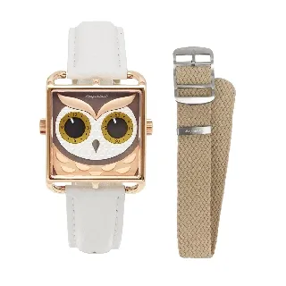 【HappieWatch】設計師品牌 立體個性彩虹花朵 方形黑框 黑色皮革腕錶 贈黑 歷史價格詳細信息