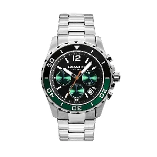 【COACH】KENT系列 黑面 金色框 黑色矽膠錶帶 三眼計時腕錶 手錶 男錶(CO146 歷史價格詳細信息