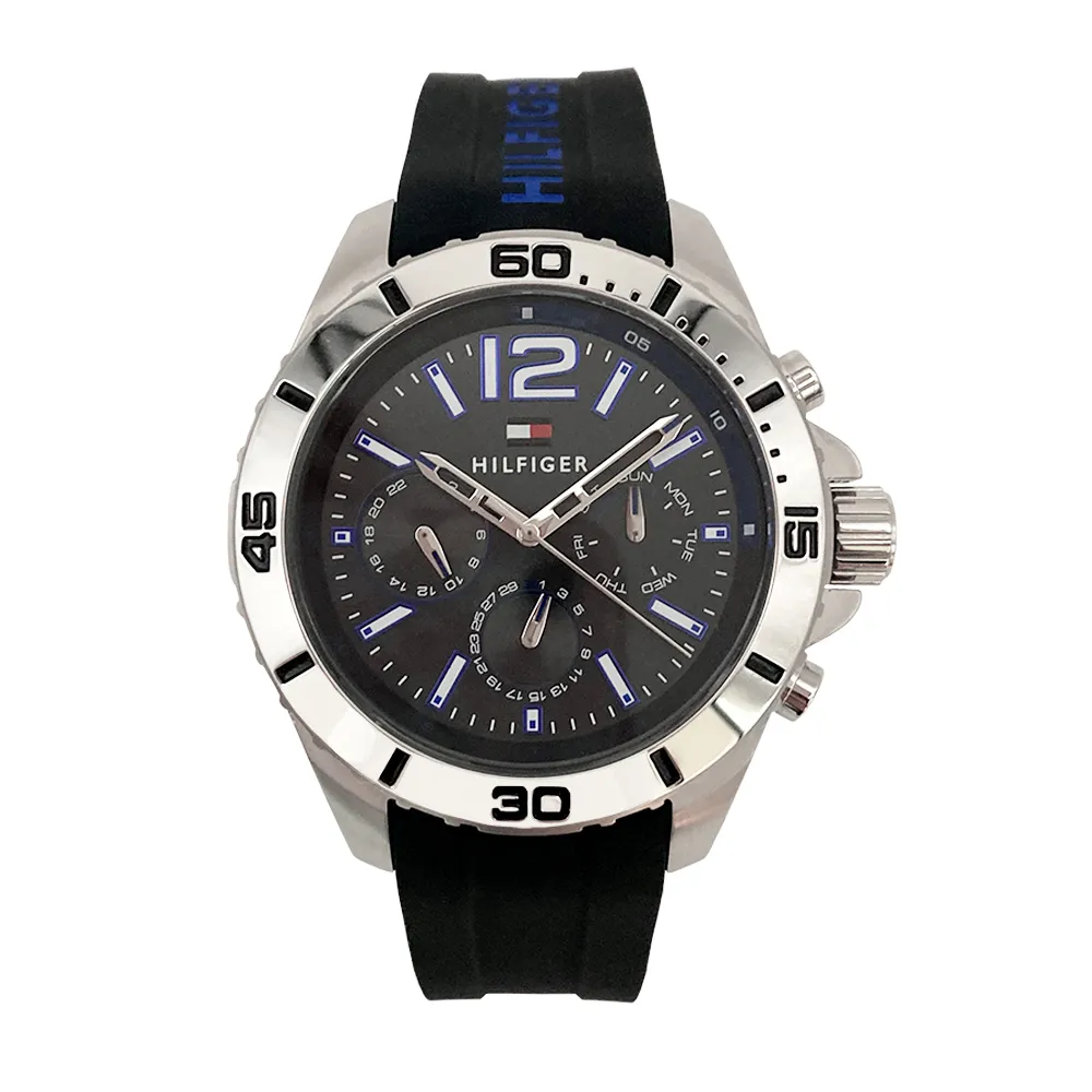Tommy Hilfiger 黑鋼 x 黑色三眼 x 黑色不鏽鋼腕錶 (1791611) 歷史價格詳細信息