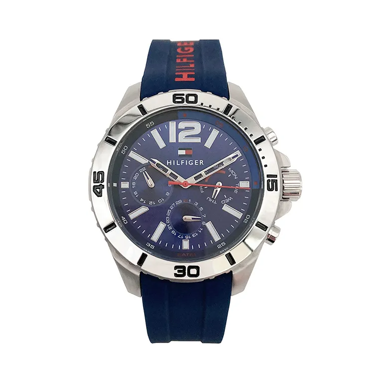 【Tommy Hilfiger】三眼銀鋼半金風格男腕錶 1791944 44mm 現代鐘錶 歷史價格詳細信息