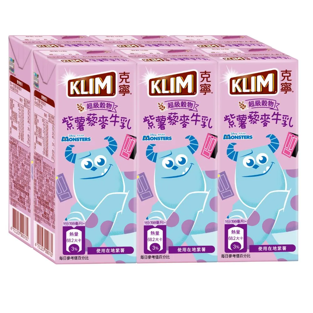 (卡通包裝) 克寧紫薯藜麥牛乳198mlX24/箱(X2箱) 歷史價格詳細信息