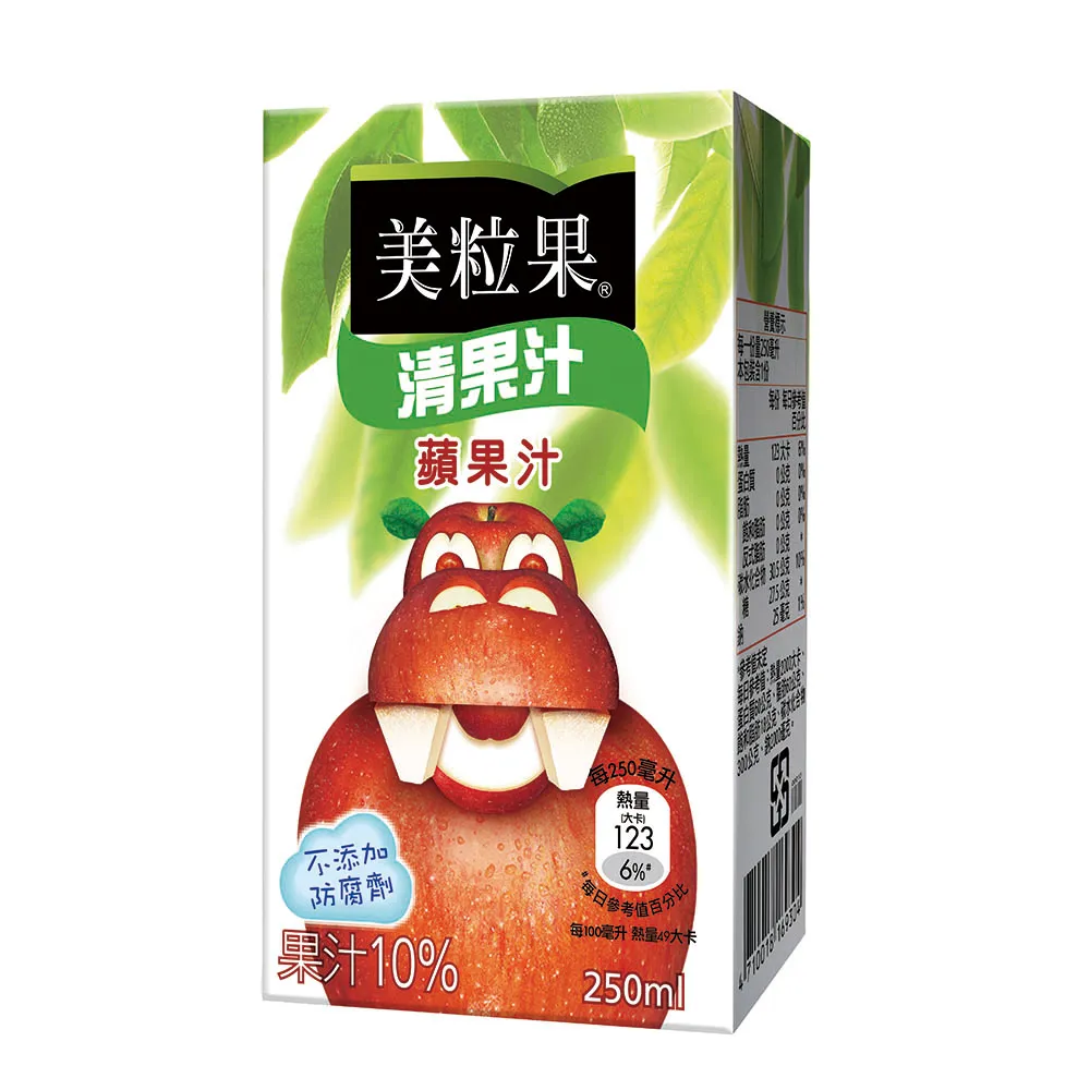 美粒果 清果汁蘋果汁飲料250ml*24入 歷史價格詳細信息