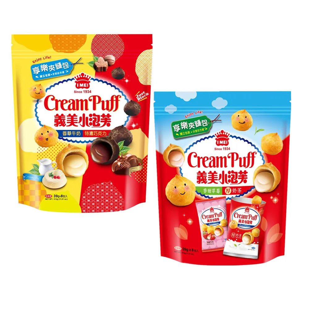 義美小泡芙享樂夾鏈包(香甜草莓+厚奶茶）312g克【家樂福】 歷史價格詳細信息