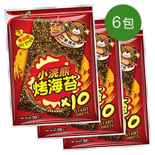 【小浣熊】零油脂烤海苔50gx6包_(經典辣味) 歷史價格詳細信息