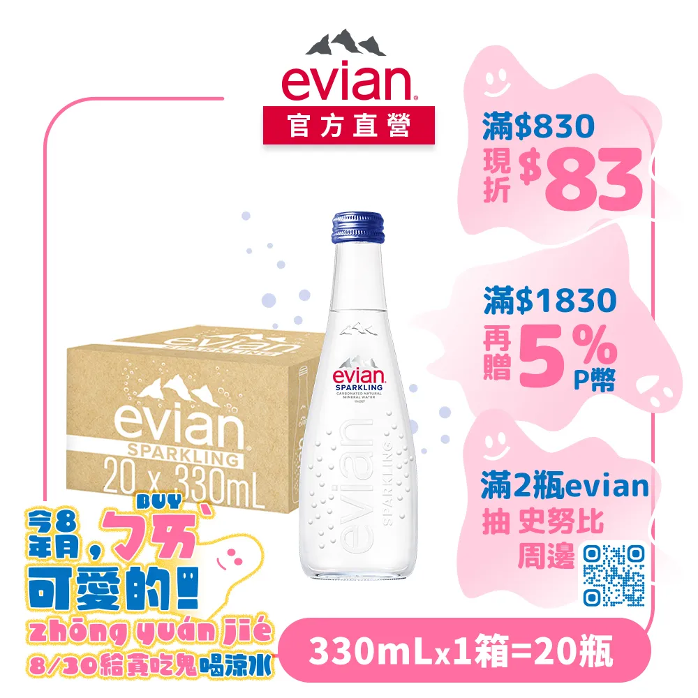 Evian 氣泡天然礦泉水 330毫升 X 20入 W137229 歷史價格詳細信息
