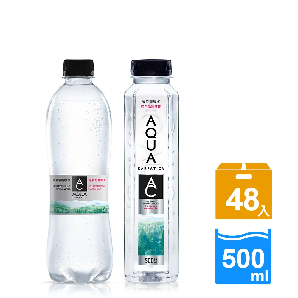 【AQUA Carpatica 喀爾巴阡】天然氣泡礦泉水PET瓶500mlx2箱(共48入) 歷史價格詳細信息