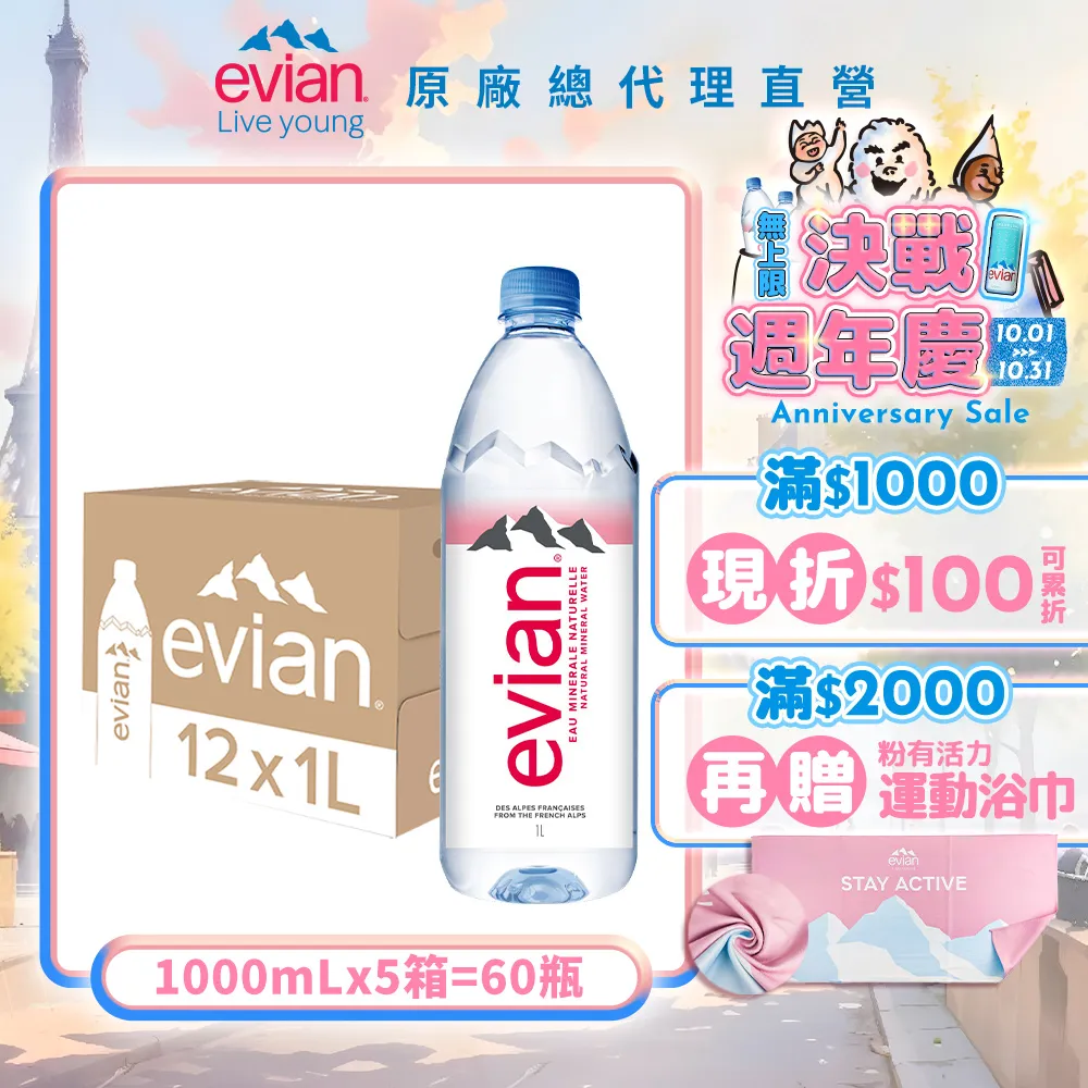evian 天然礦泉水(1000ml/12入)X5箱 歷史價格詳細信息