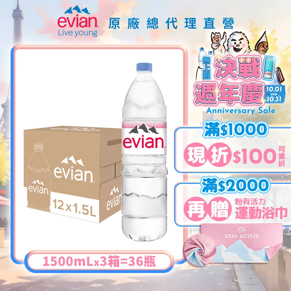 evian 天然礦泉水(1500ml/12入)X10箱 歷史價格詳細信息