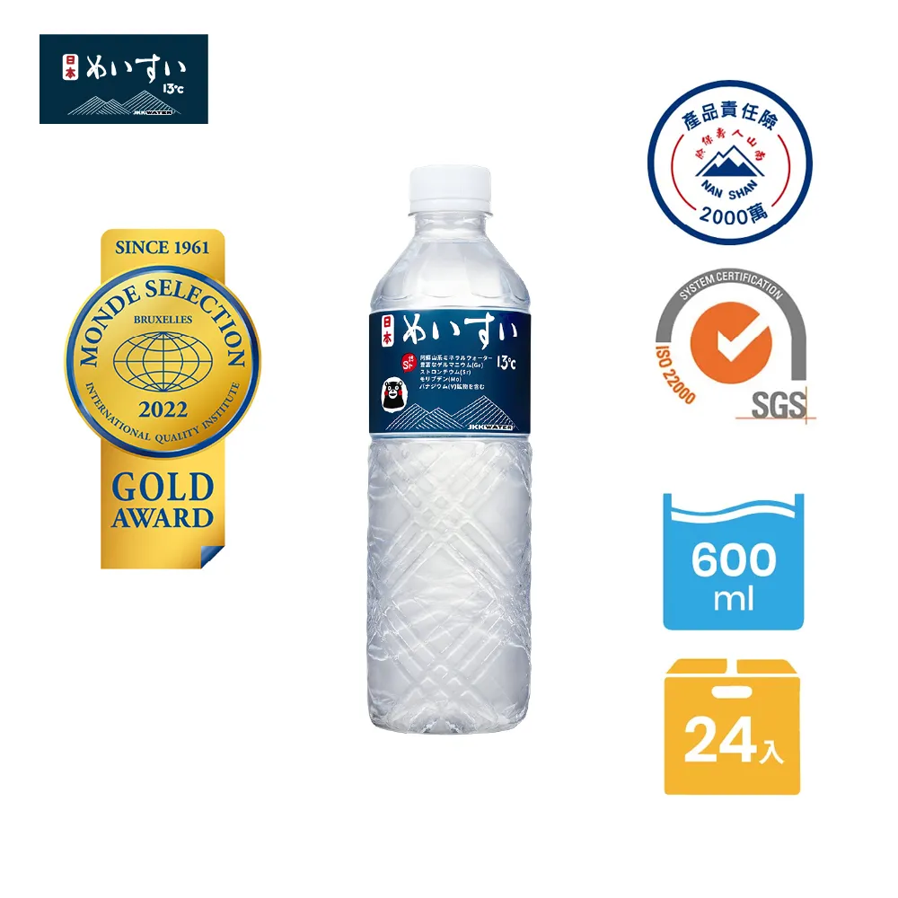 【日本名水13度C】JKKWATER(600mlx24入x3箱 共72入)日本原裝進口) 日本原裝進口【礦泉水/天然水/軟水】 歷史價格詳細信息