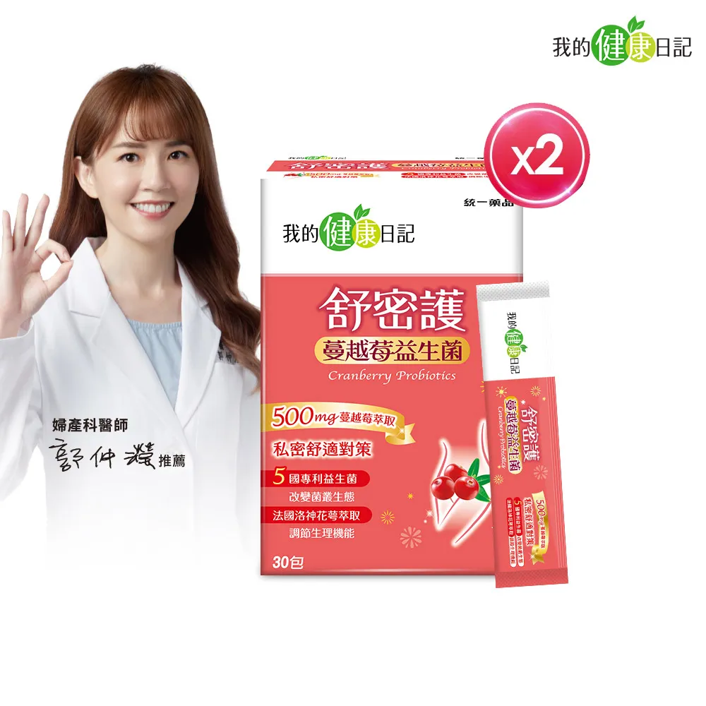 【我的健康日記】舒密護 蔓越莓益生菌(30包x2盒，共60入) 歷史價格詳細信息