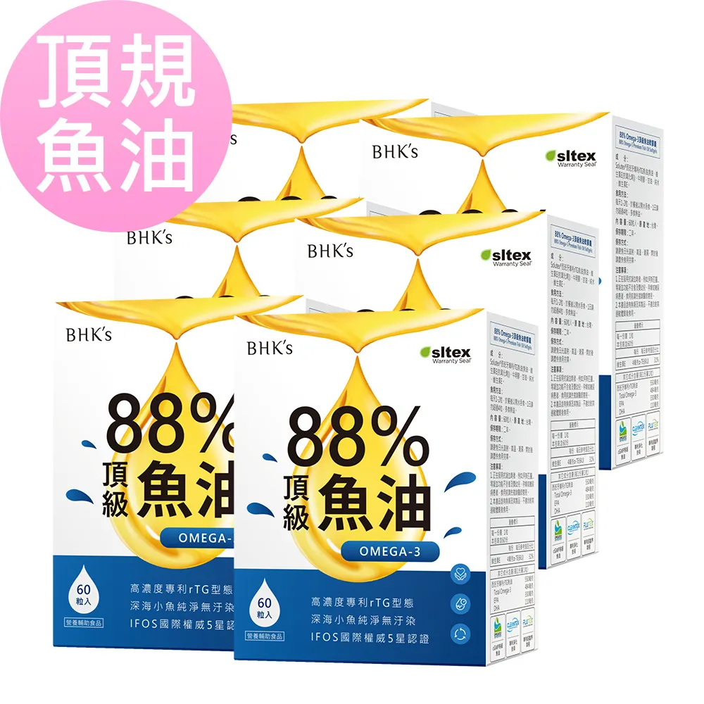 BHKs 88% Omega-3 頂級魚油 軟膠囊 (60粒/盒) 歷史價格詳細信息