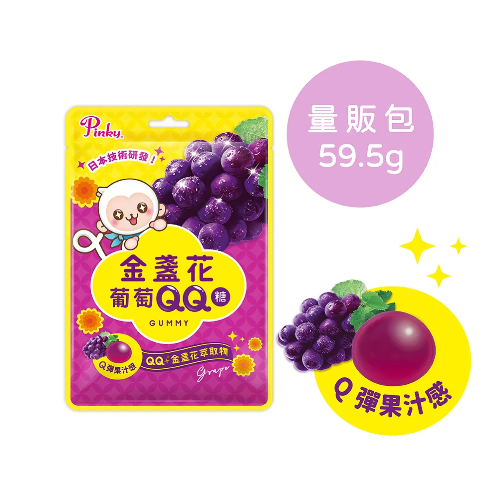 【Pinky】金盞花葡萄QQ糖_量販包 1包、5包 零食 糖果 機能性食品 歷史價格詳細信息