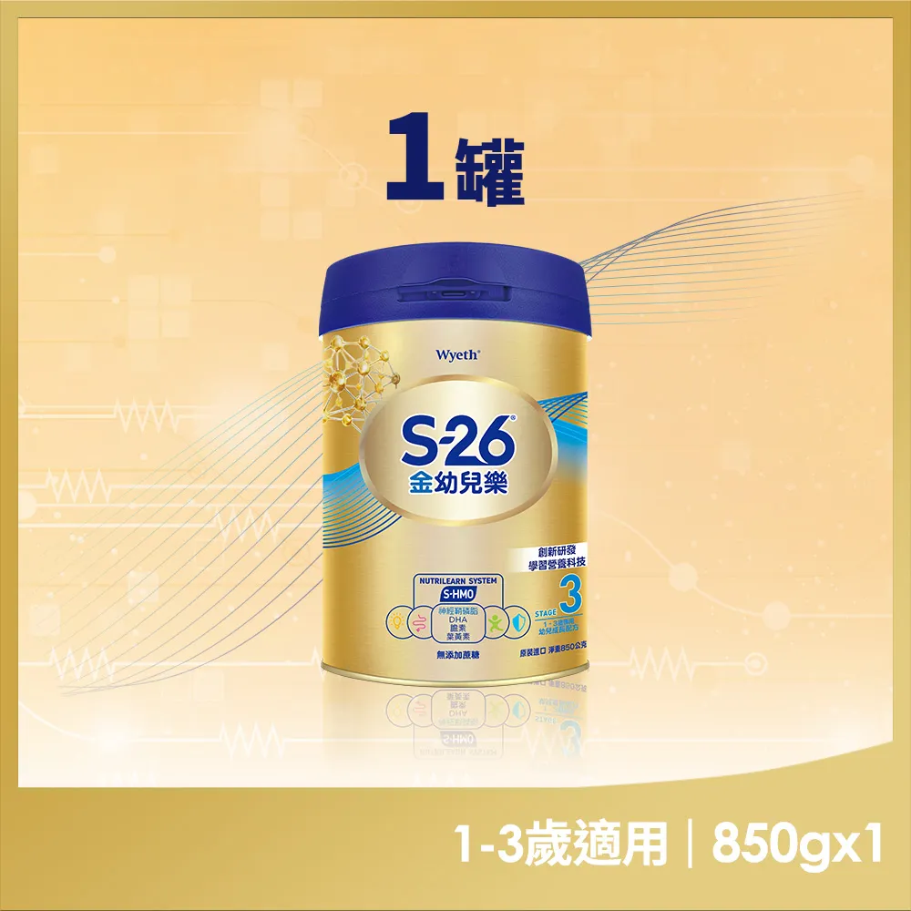 【惠氏 S-26】金幼兒樂HMO成長配方1-3歲（850gx3罐+400gx2罐） 歷史價格詳細信息
