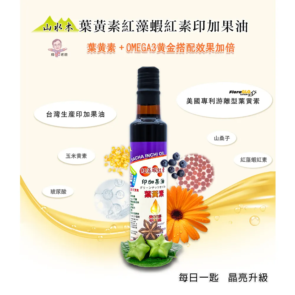 【山水木】 專利薑黃素.蝦紅素.印加果油 三效複方精華油(250ml) 歷史價格詳細信息