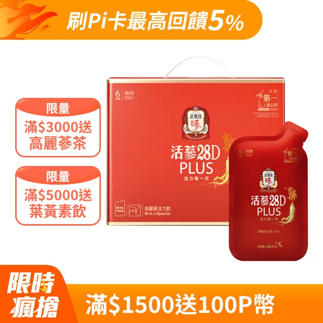 正官庄 活蔘28D PLUS(80ml x 30包) 歷史價格詳細信息