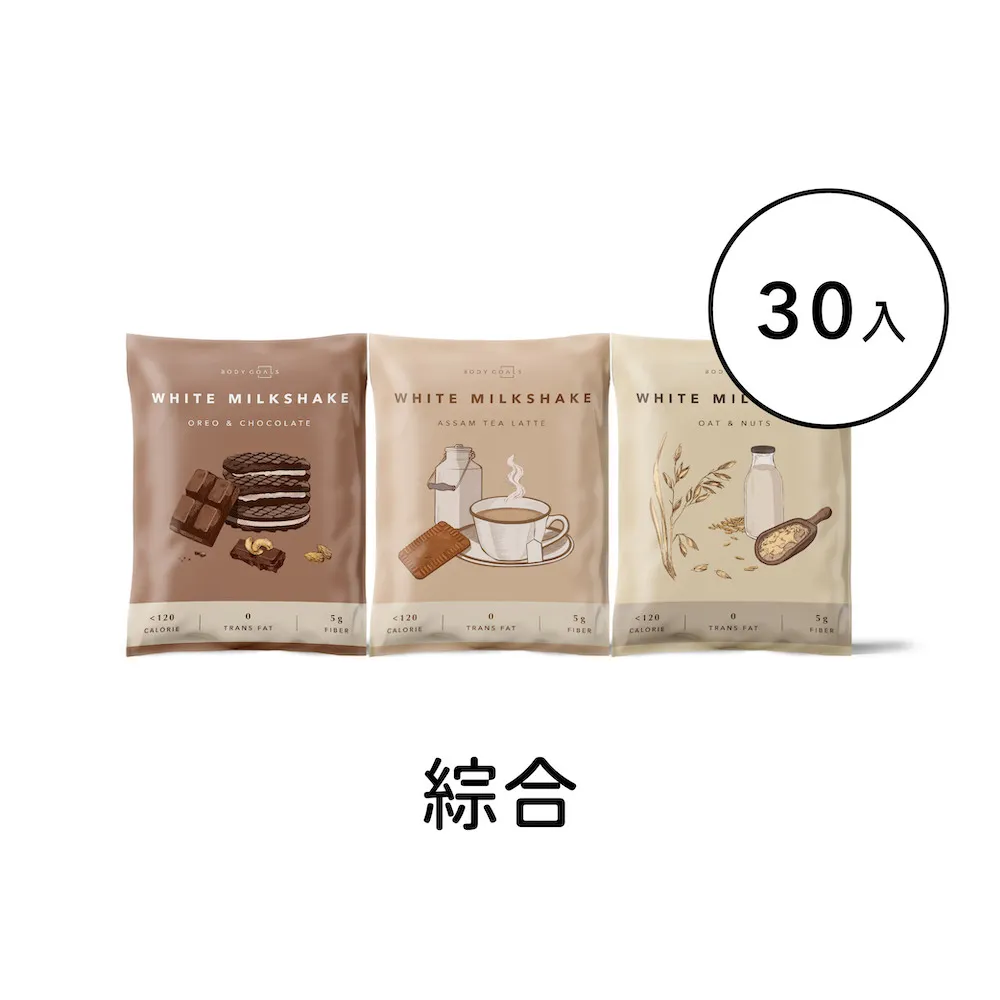 【Body Goals】飽飽控卡白奶昔 - 巧酥可可口味 隨手包30入組(31g/包，30包/盒) 歷史價格詳細信息