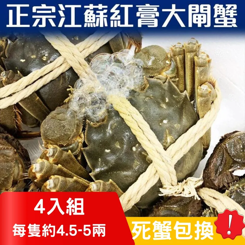 【RealShop 真食材本舖】正宗活體江蘇紅膏大閘蟹 2A級(5.7~6.2兩)/10隻入 歷史價格詳細信息